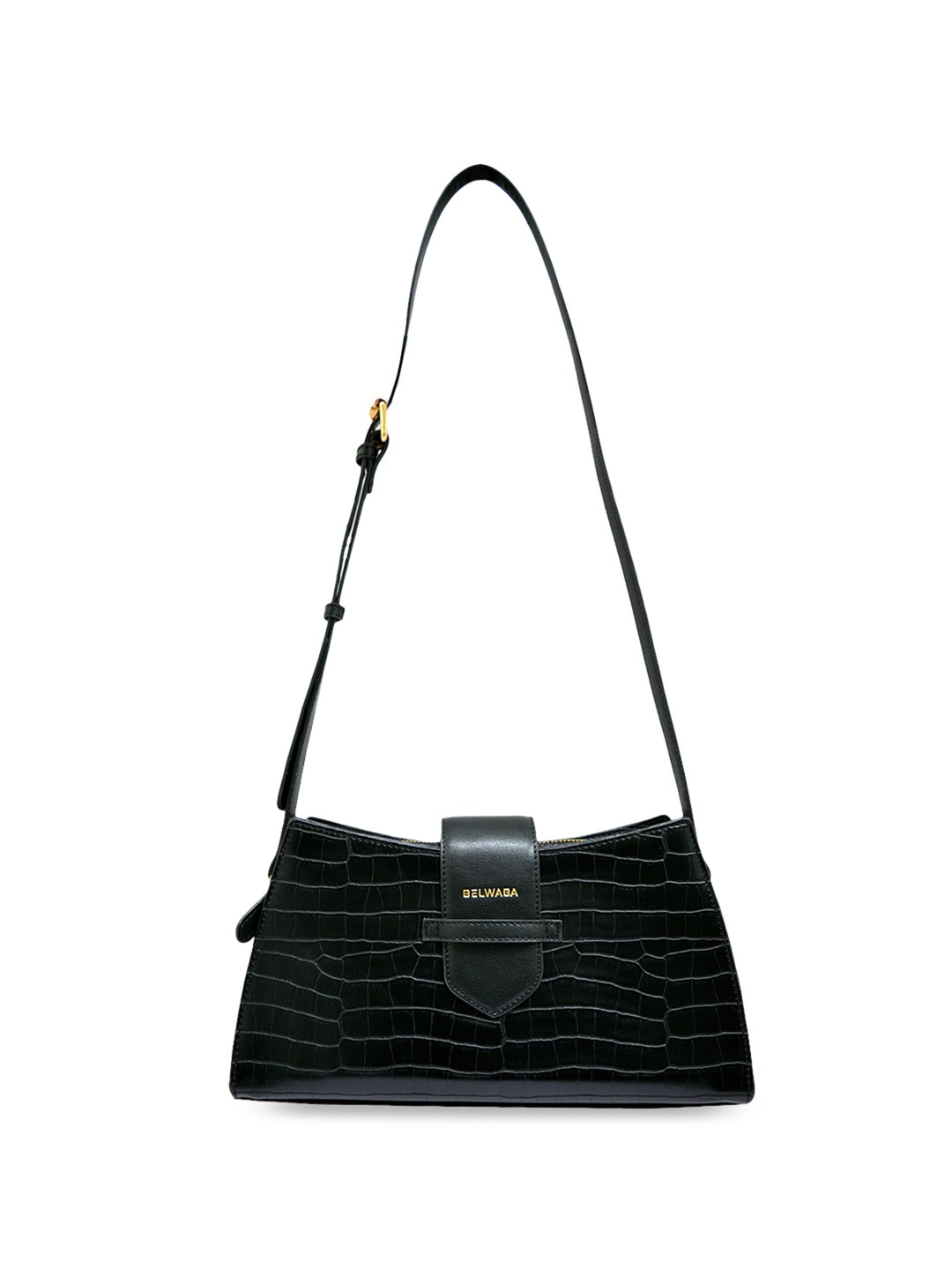 

Belwaba Textured Structured Sling Bag, Black