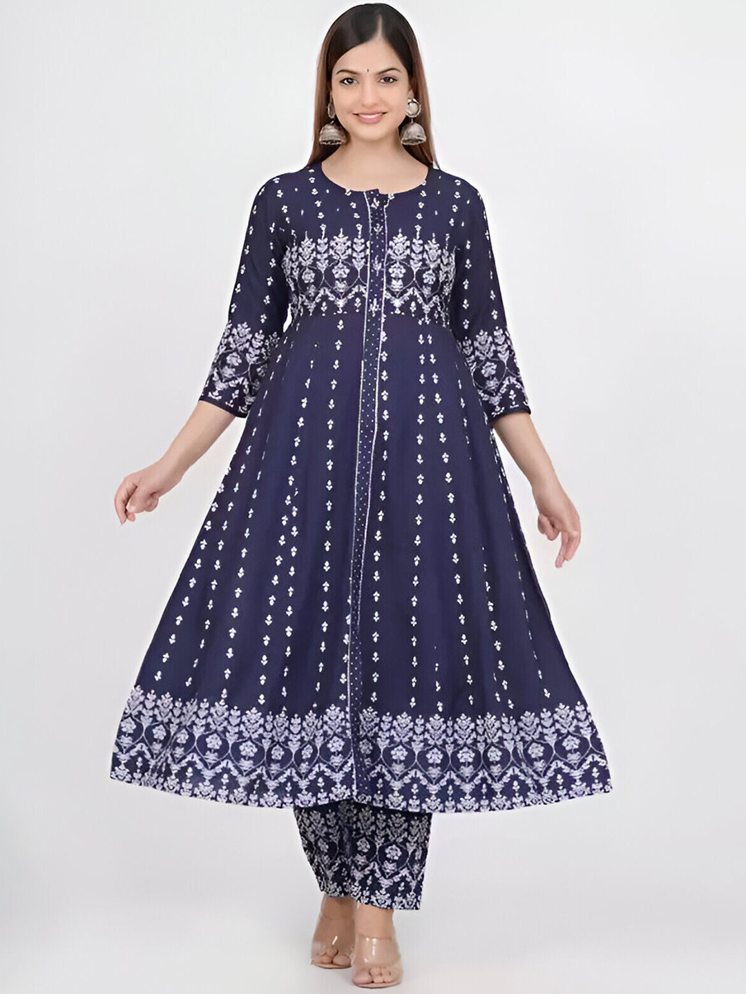 

Subh LAXMI Ethnic Motifs Printed Regular Kurta With Trousers, Blue