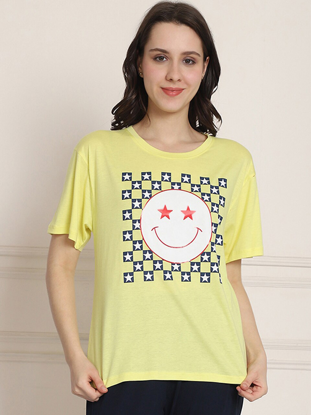 

Kanvin Yellow Printed Lounge T-shirt