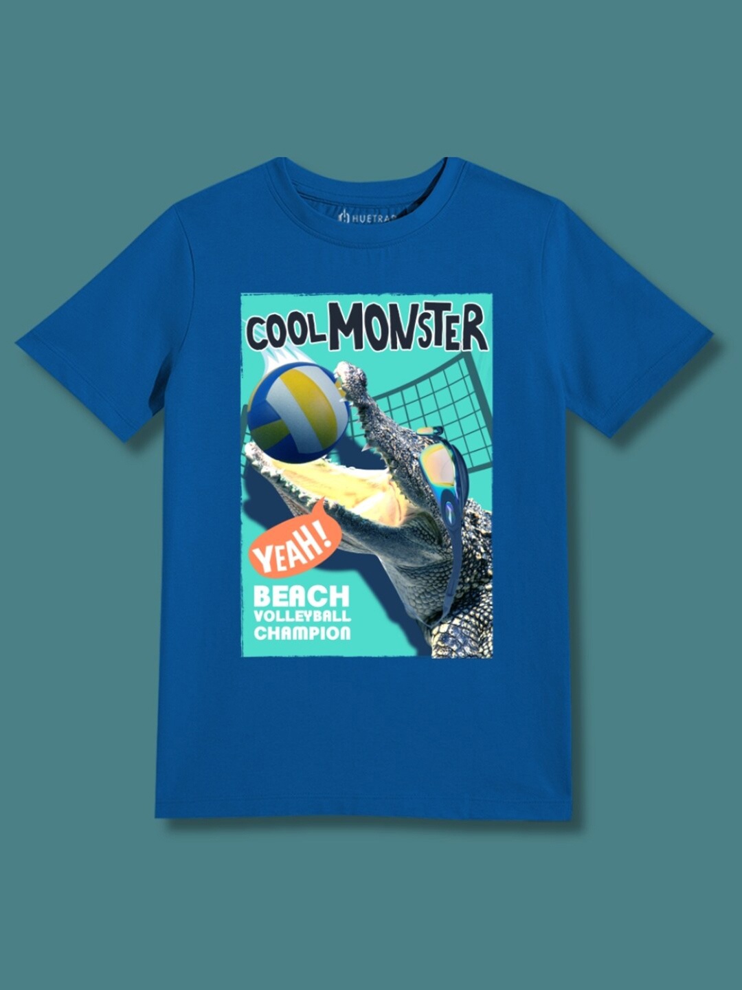 

Huetrap Boys Graphic Printed Pure Cotton T-shirt, Blue