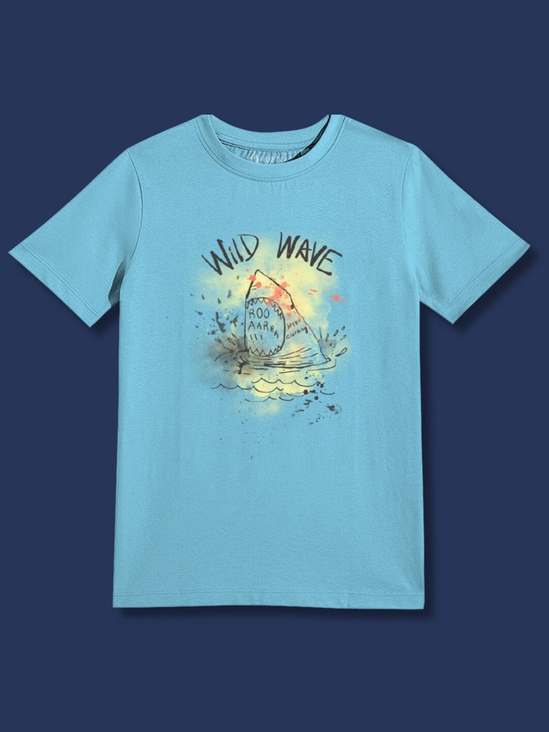 

Huetrap Boys Graphic Printed Pure Cotton T-shirt, Turquoise blue