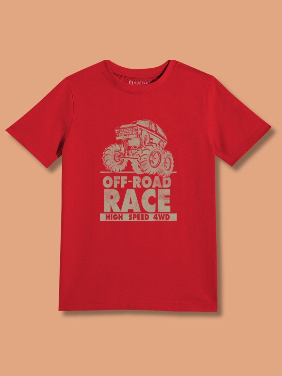 

Huetrap Boys Graphic Printed Cotton Regular Fit T-shirt, Red