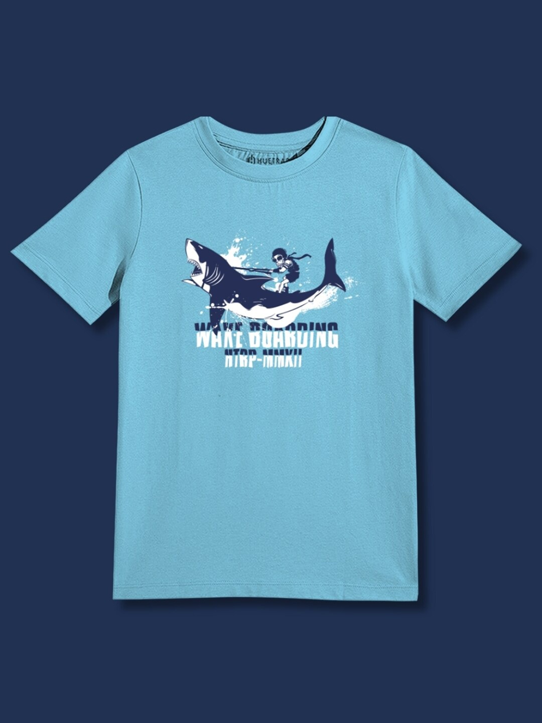 

Huetrap Boys Graphic Printed Cotton Regular Fit T-shirt, Turquoise blue