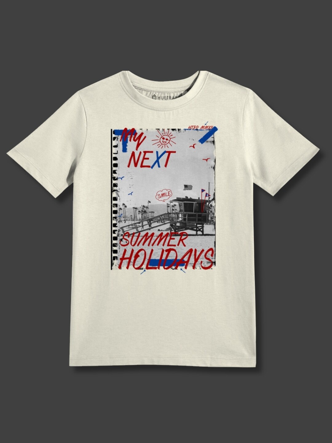 

Huetrap Boys Graphic Printed Pure Cotton T-Shirt, Off white
