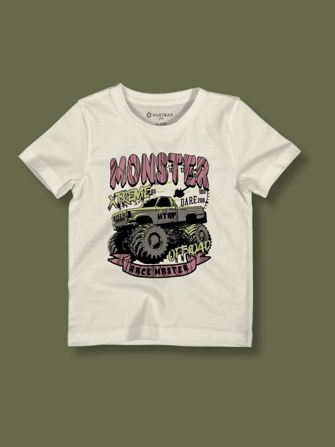 

Huetrap Boys Graphic Printed Pure Cotton T-shirt, Off white