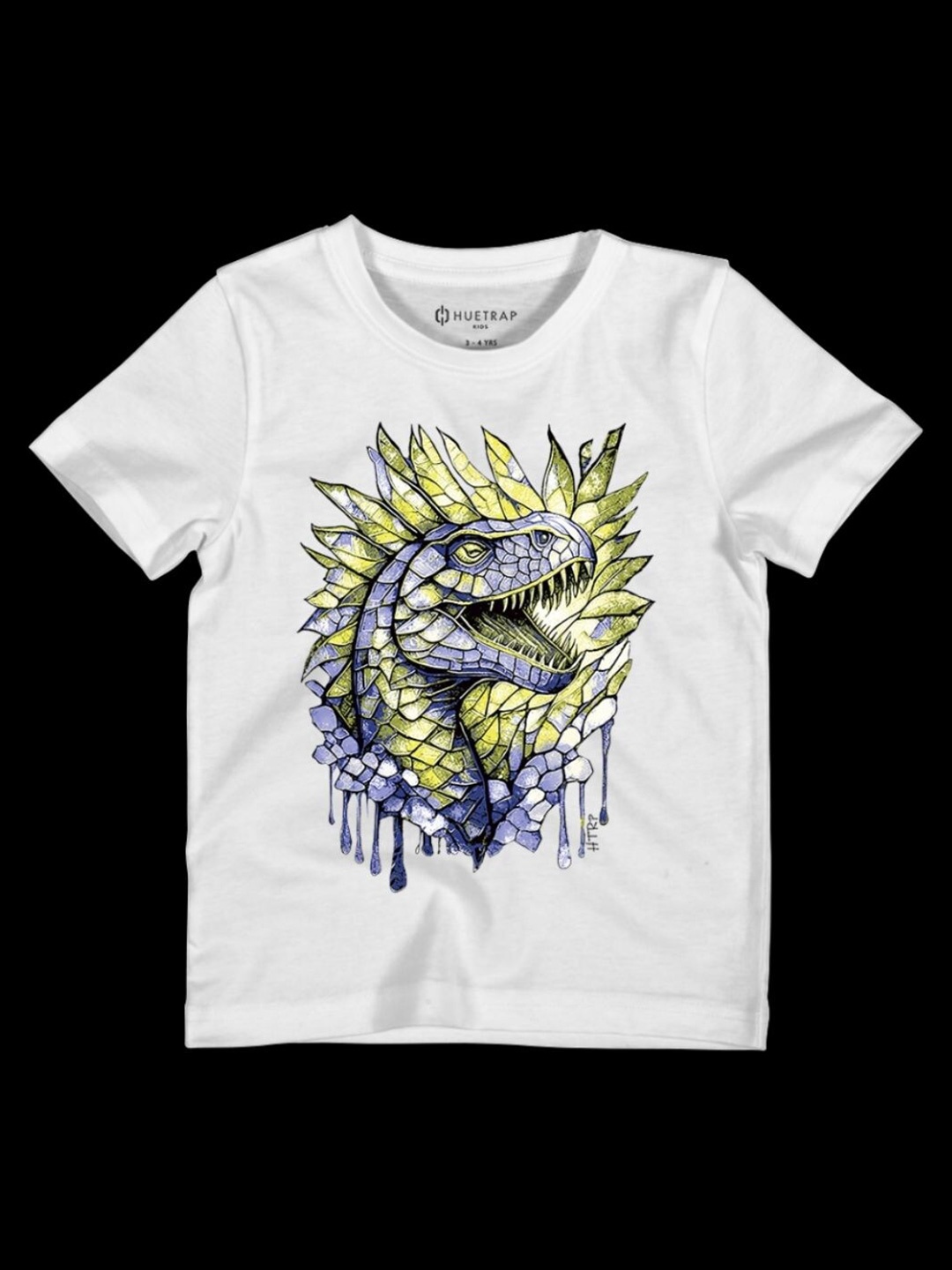 Huetrap Boys Graphic Printed Pure Cotton T-shirt, White