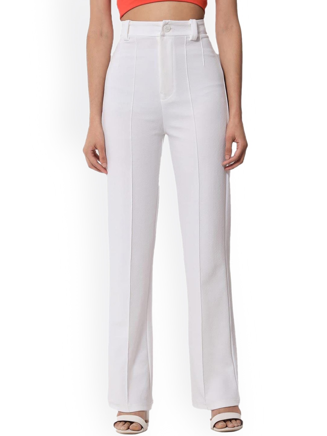

AUSK Women Relaxed High-Rise Easy Wash Trousers, White