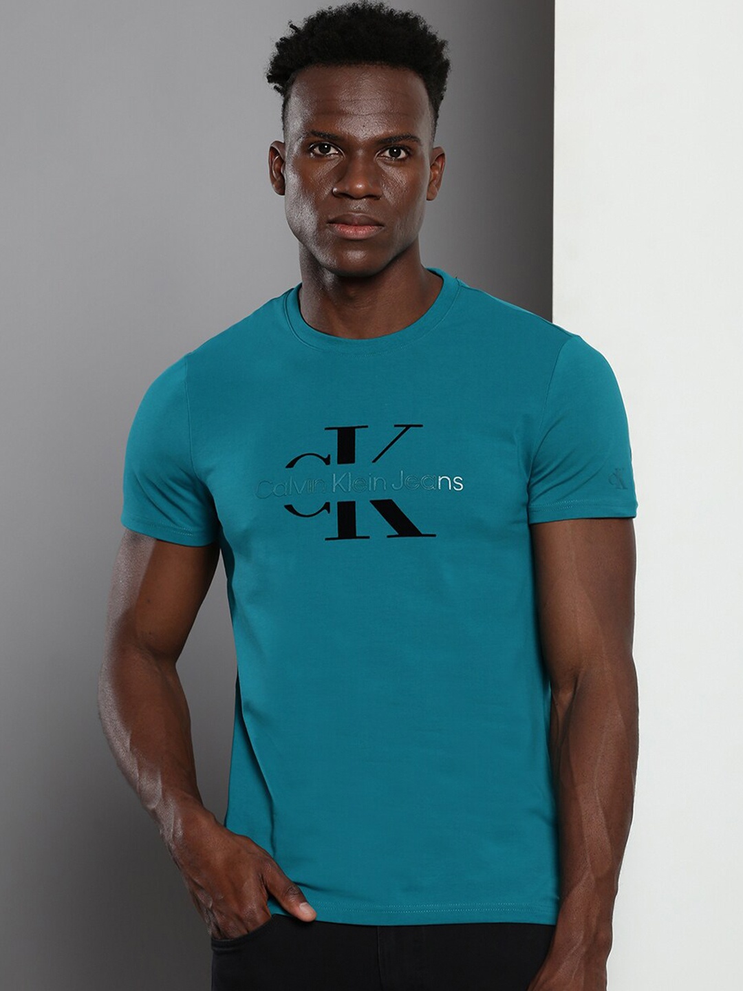 

Calvin Klein Jeans Typography Printed Slim Fit T-shirt, Green