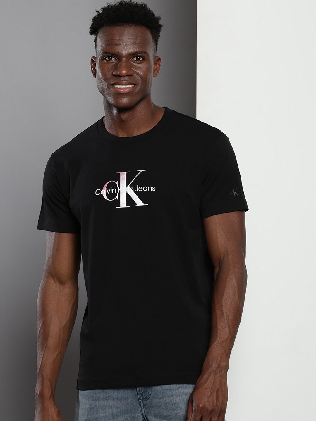 

Calvin Klein Jeans Typography Printed Slim Fit T-shirt, Black