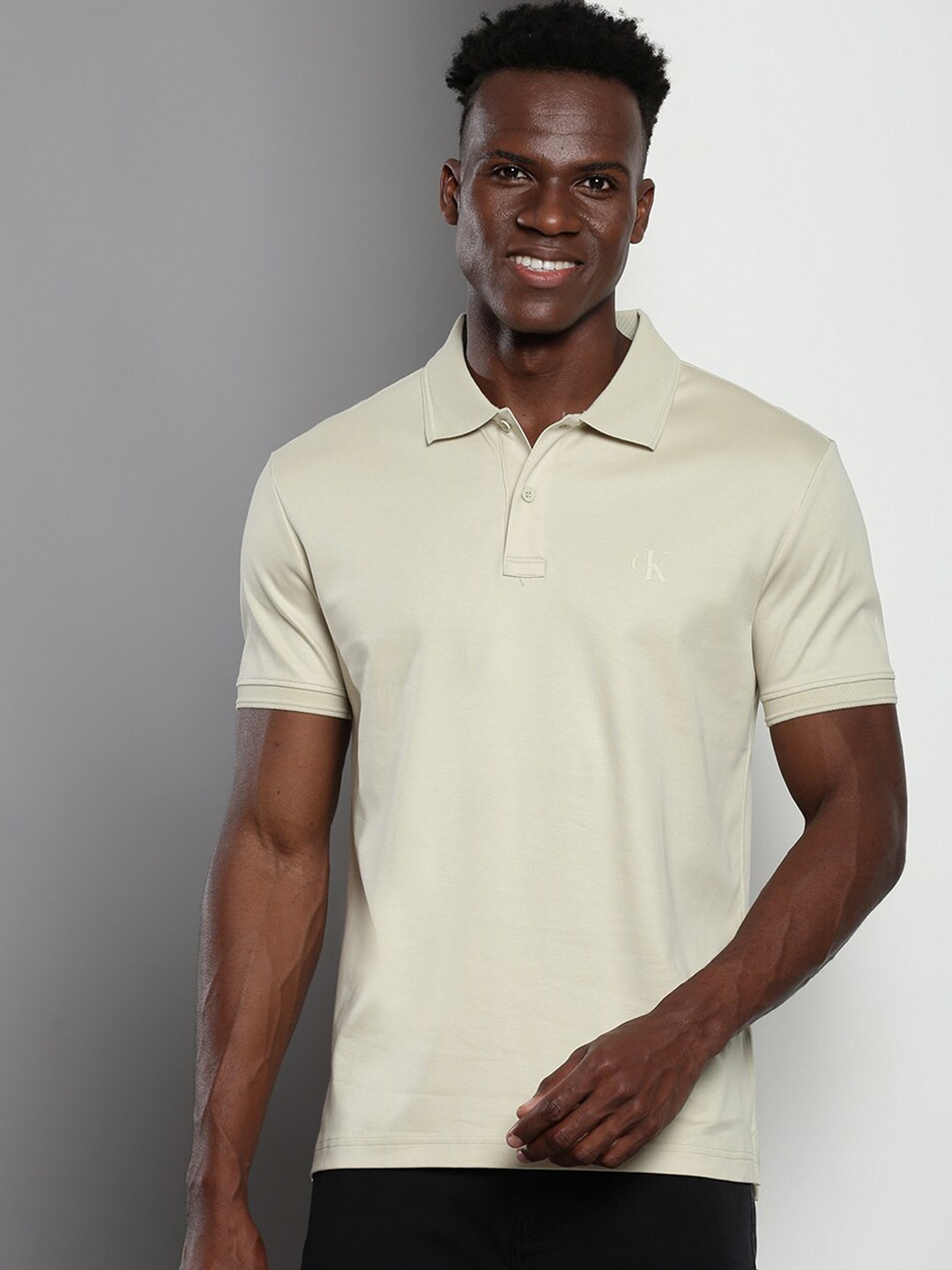 

Calvin Klein Polo Collar Pure Cotton T-shirt, Beige