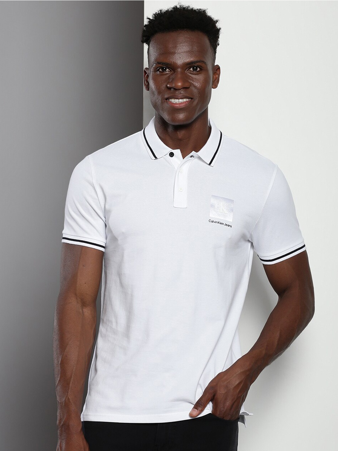 Calvin Klein Polo Collar Slim Fit T-shirt, White