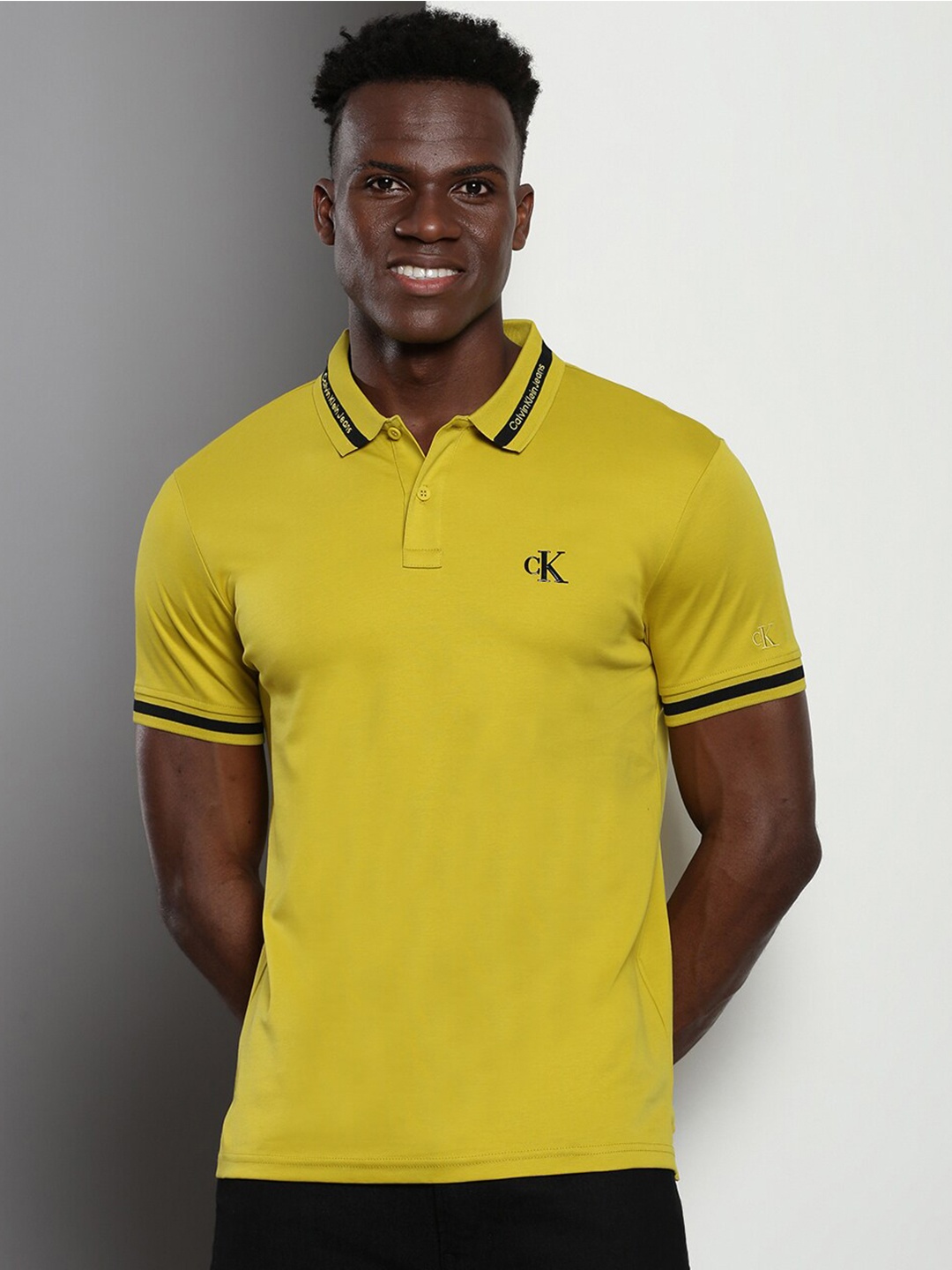 

Calvin Klein Polo Collar Pure Cotton Slim Fit T-shirt, Yellow