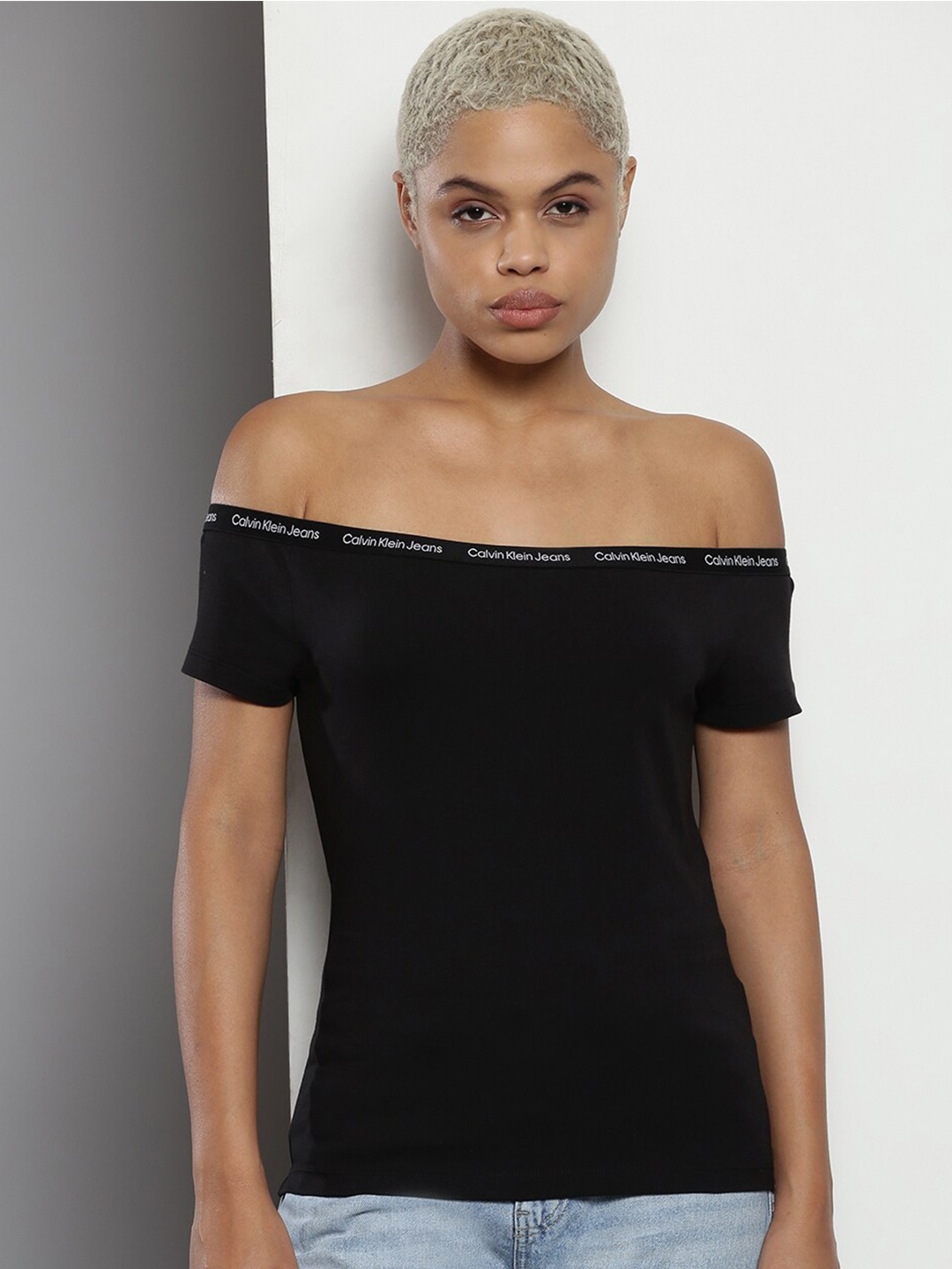 

Calvin Klein Off-Shoulder Bardot Top, Black