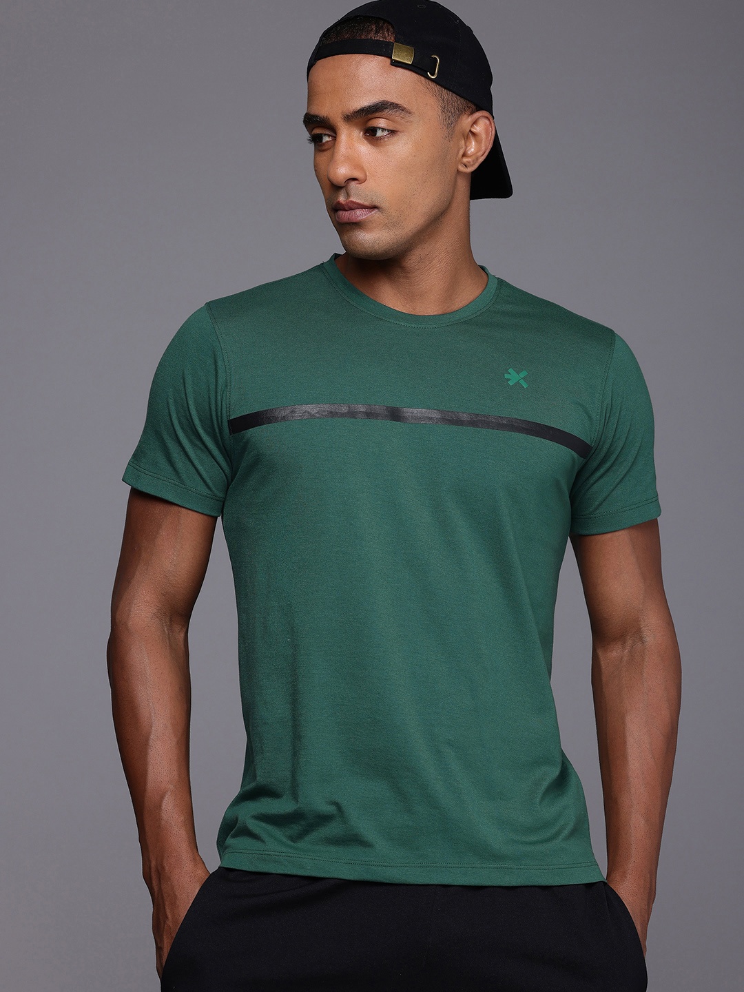 

HRX by Hrithik Roshan Lifestyle Striped T-shirt, Teal