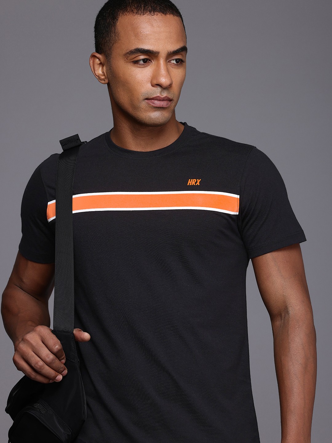 

HRX by Hrithik Roshan Men Lifestyle Striped T-shirt, Black