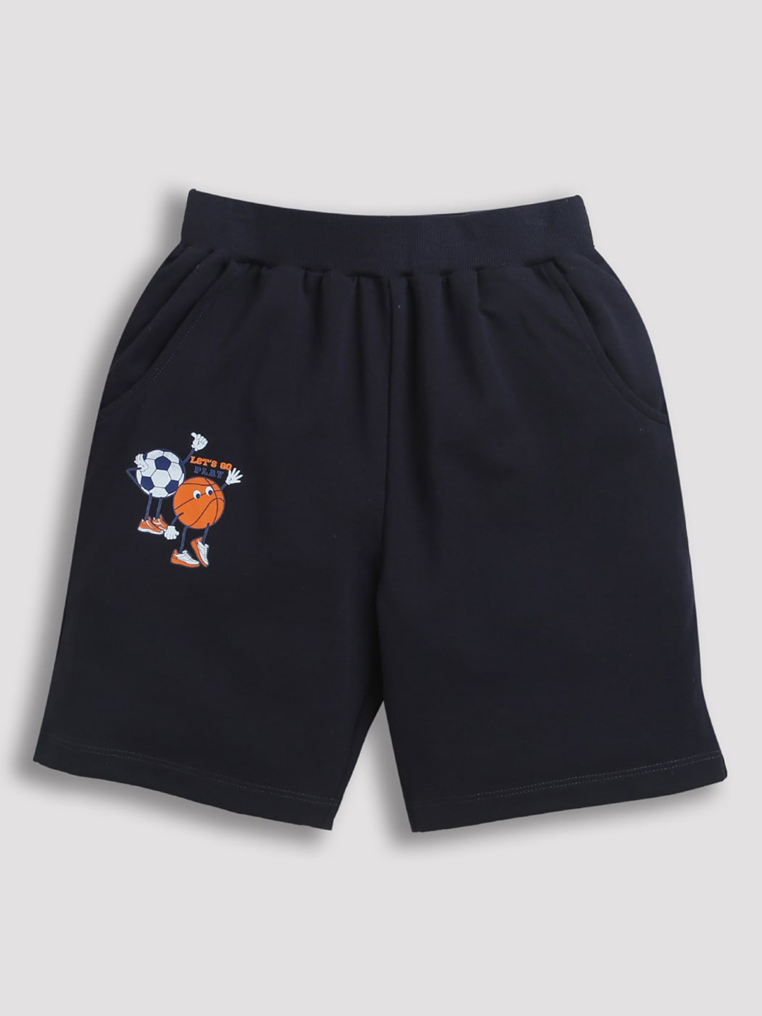 

ZIP ZAP ZOOP Boys Graphic Printed Mid Rise Cotton Shorts, Black