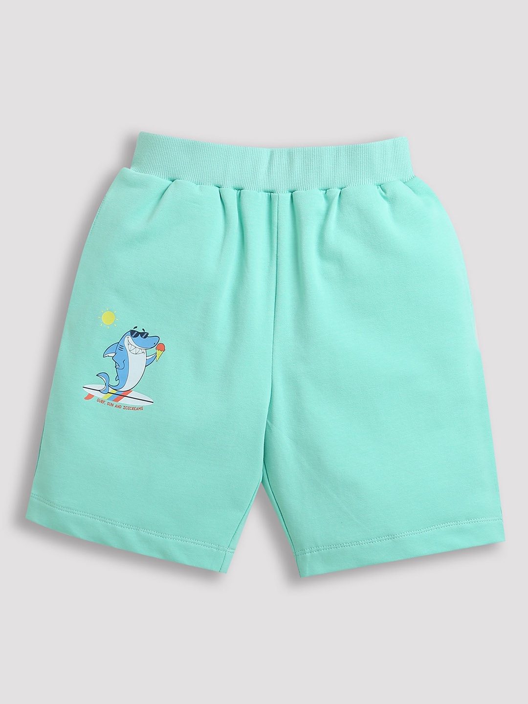 

ZIP ZAP ZOOP Boys Mid Rise Pure Cotton Shorts, Green