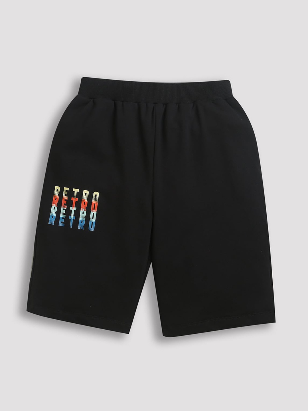 

ZIP ZAP ZOOP Boys Mid Rise Pure Cotton Shorts, Black