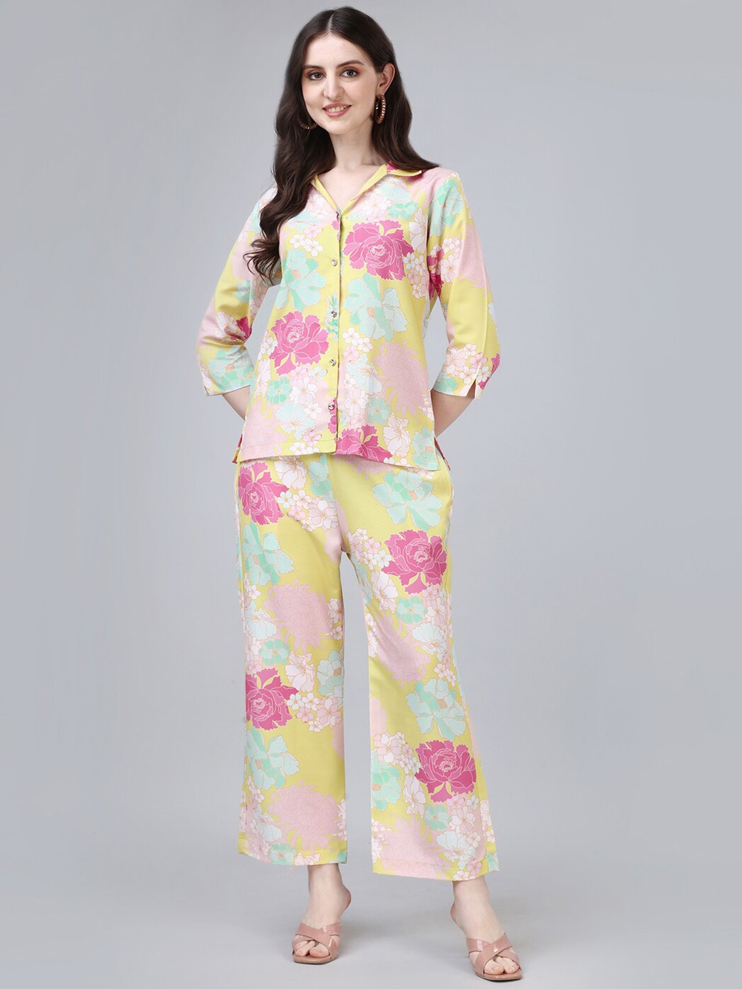 

Kandora Floral Printed Shirt & Trouser Co-Ords, Yellow