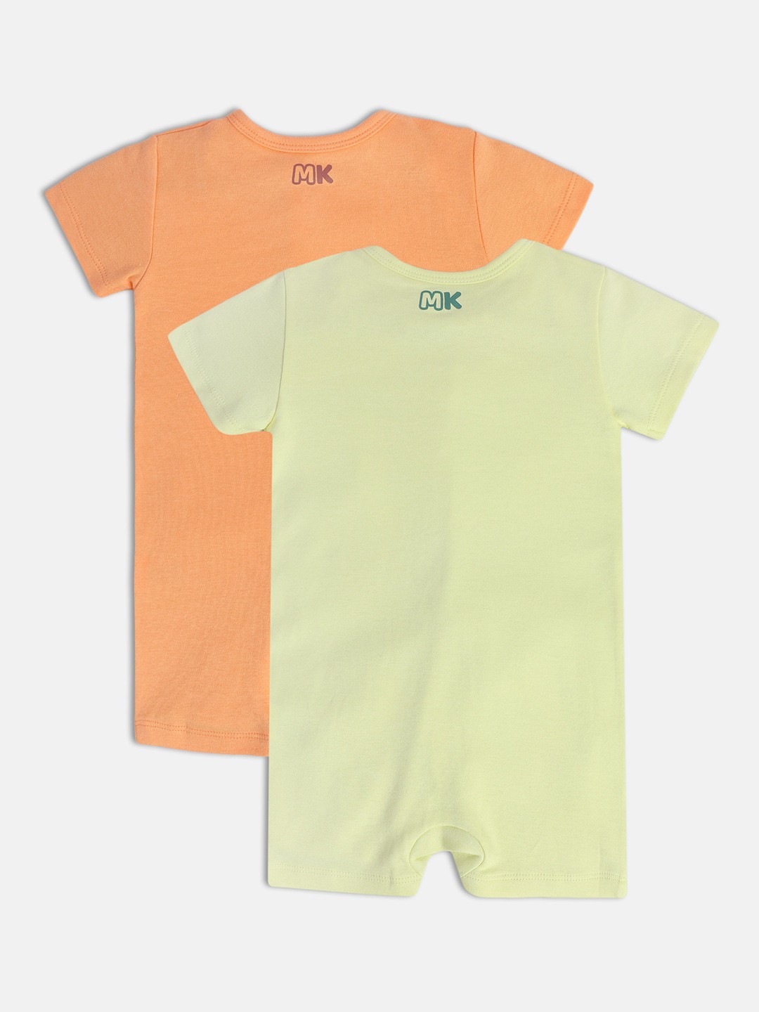

MINI KLUB Infant Boys Pack Of 2 Printed Pure Cotton Rompers, Orange