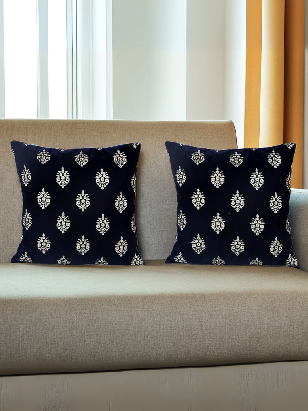 

Decoghar Blue Ethnic Embroidered 2 Pieces Square Cushion Covers