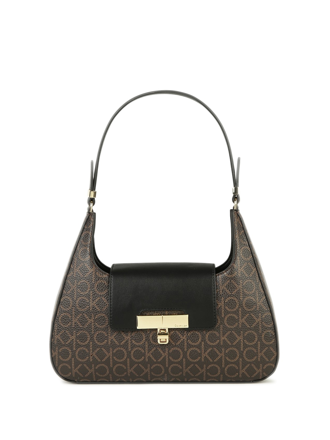 

Calvin Klein Typography Printed Structured Hobo Bag, Brown