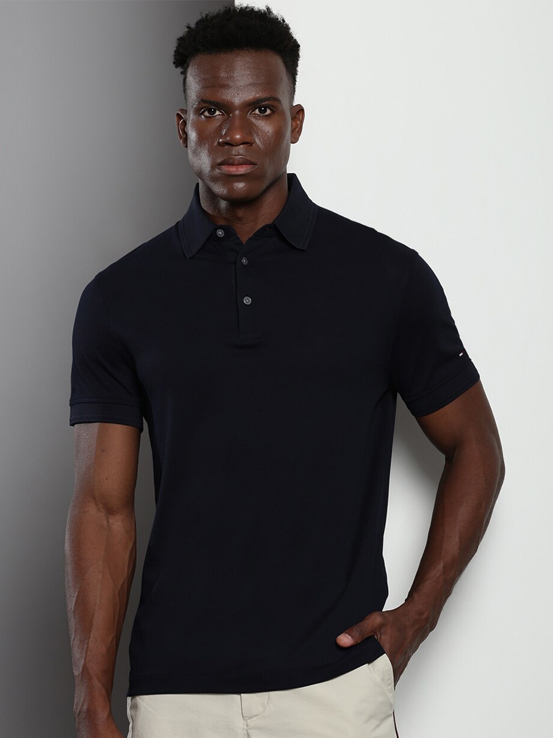 

Tommy Hilfiger Polo Collar Pure Cotton Slim Fit T-shirt, Navy blue
