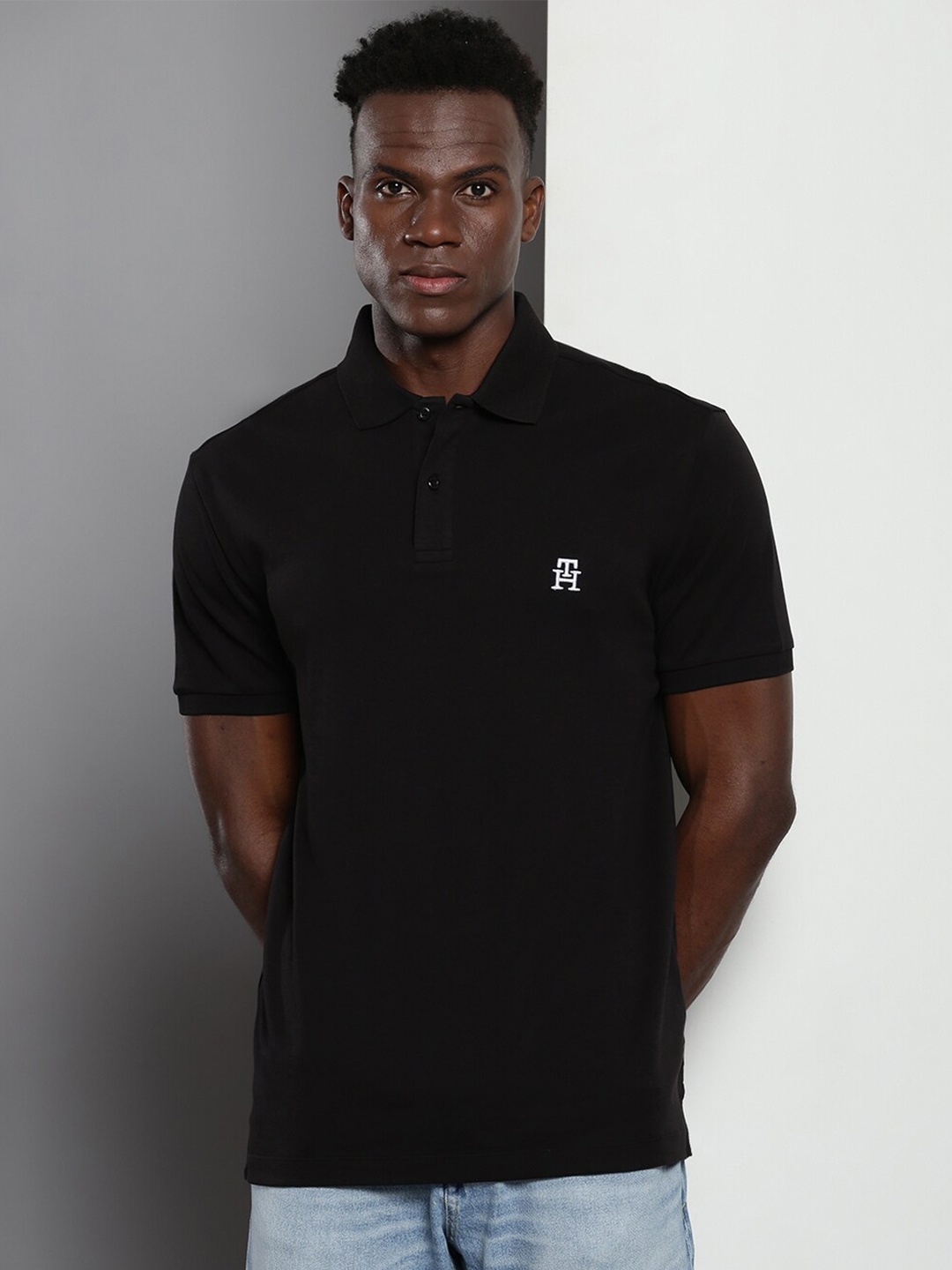 

Tommy Hilfiger Polo Collar Pure Cotton T-shirt, Black