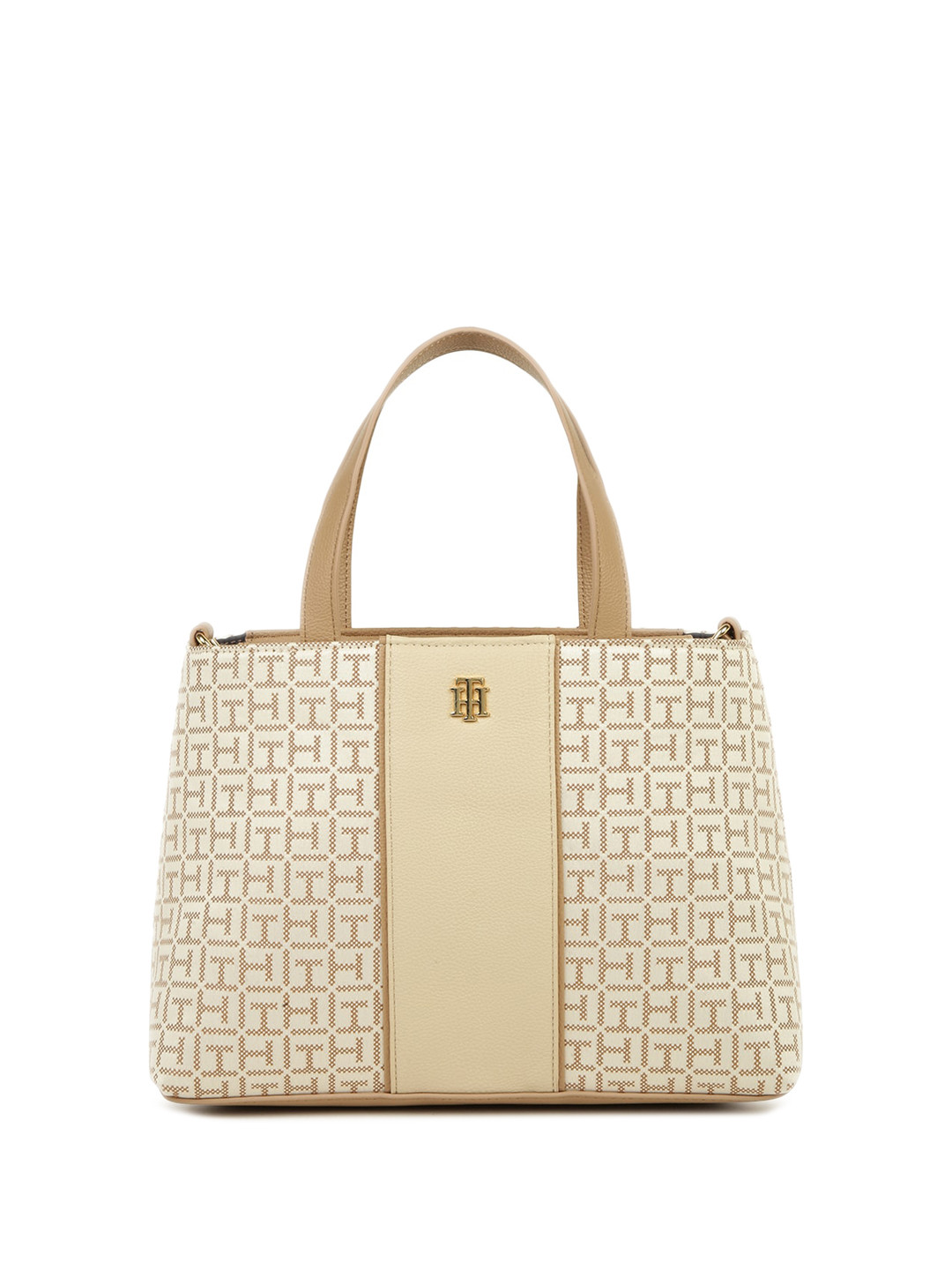 

Tommy Hilfiger Printed Jacquard Structured Shoulder Bag, Beige