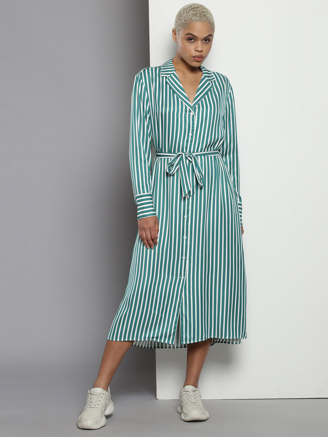 

Tommy Hilfiger Striped Shirt Midi Dress, Green