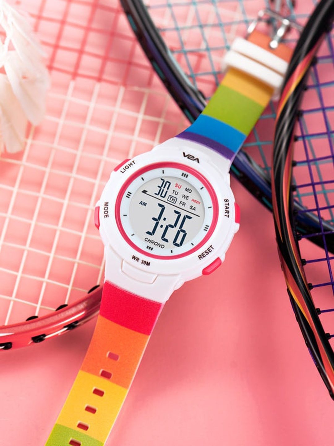 

V2A Unisex Kids Patterned Dial & Bracelet Style Straps Digital Watch DK8217P, White