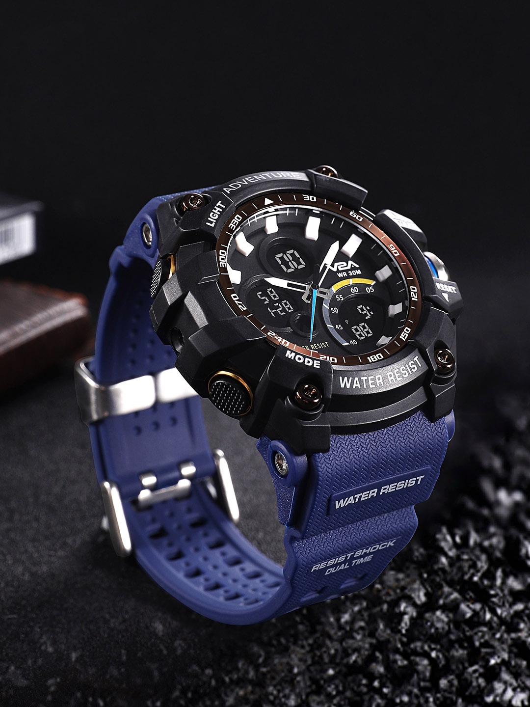 

V2A Men Textured Dial Multi Function Analogue Watch V2A-JF-1614-Blue, Black