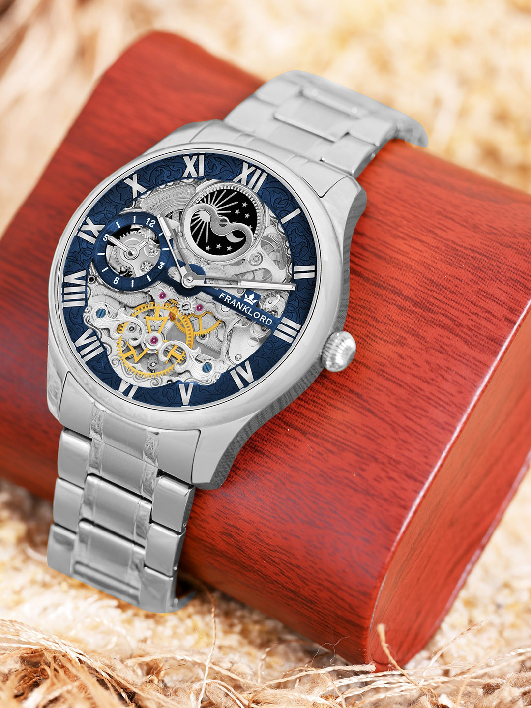 

Franklord Printed Dial Stainless Steel Analogue Mechanical Automatic Watch F-115 STG 21, Grey