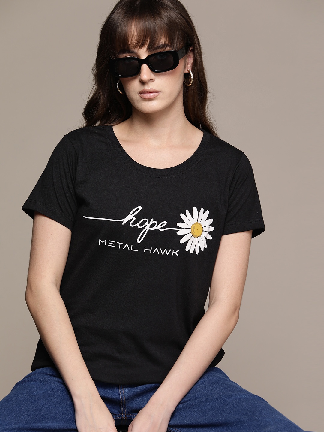 

Roadster Typography Printed Pure Cotton T-shirt, Black
