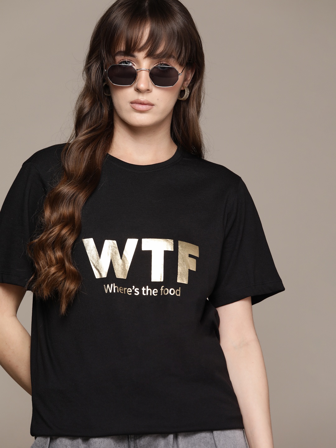 

Roadster Typography Printed Pure Cotton T-shirt, Black