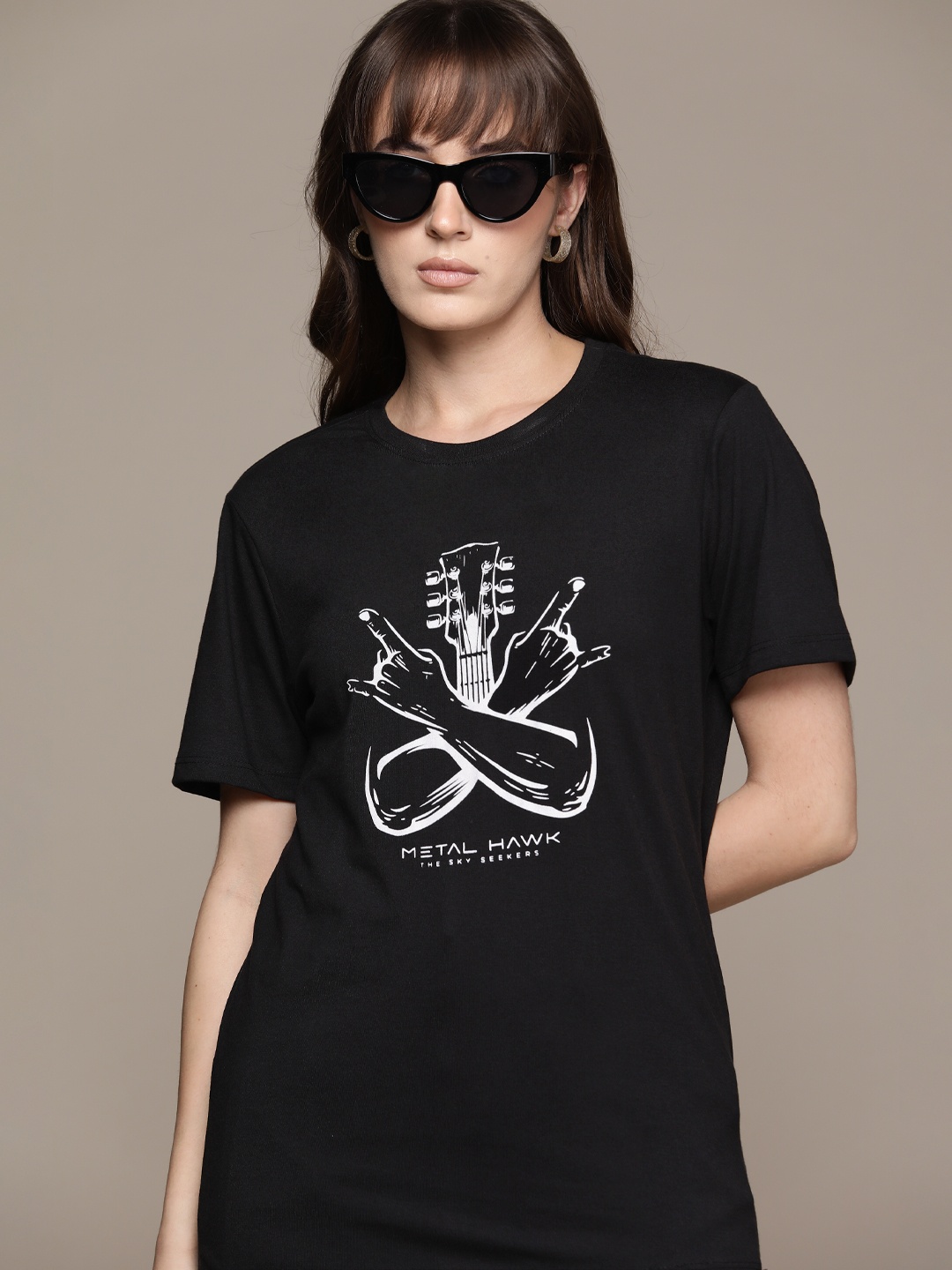 

Roadster Printed Pure Cotton T-shirt, Black