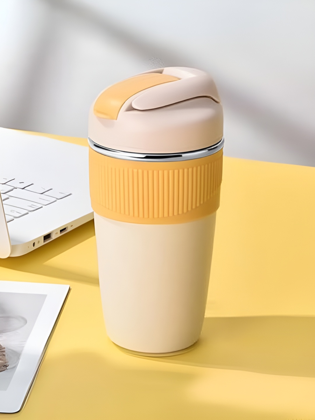 

UniKart Yellow & Silver Toned Stainless Steel Matte Coffee Tumbler 480 ml
