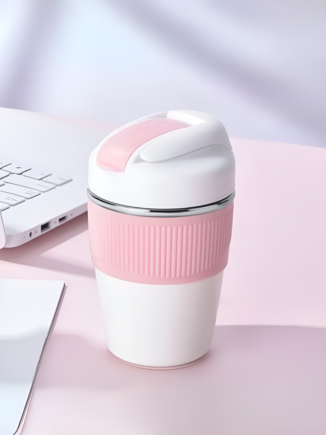 

UniKart White & Pink Solid Stainless Steel Matte Coffee Tumbler 350 ml