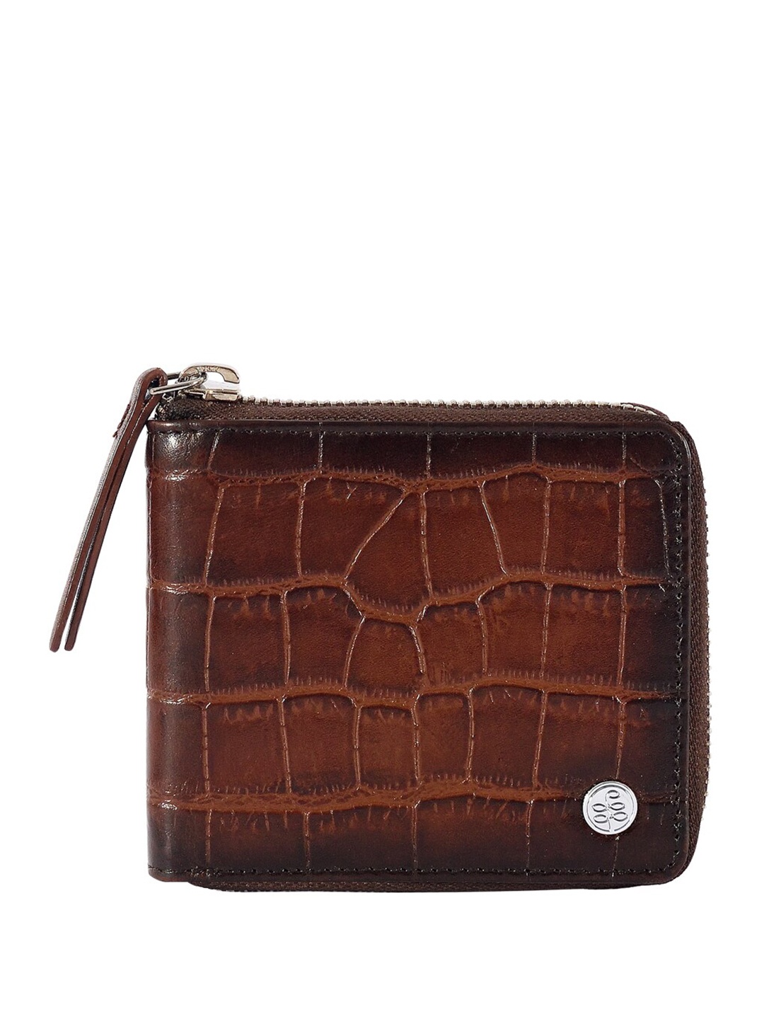 

Eske Men Animal Textured Leather Zip Around Wallet, Brown