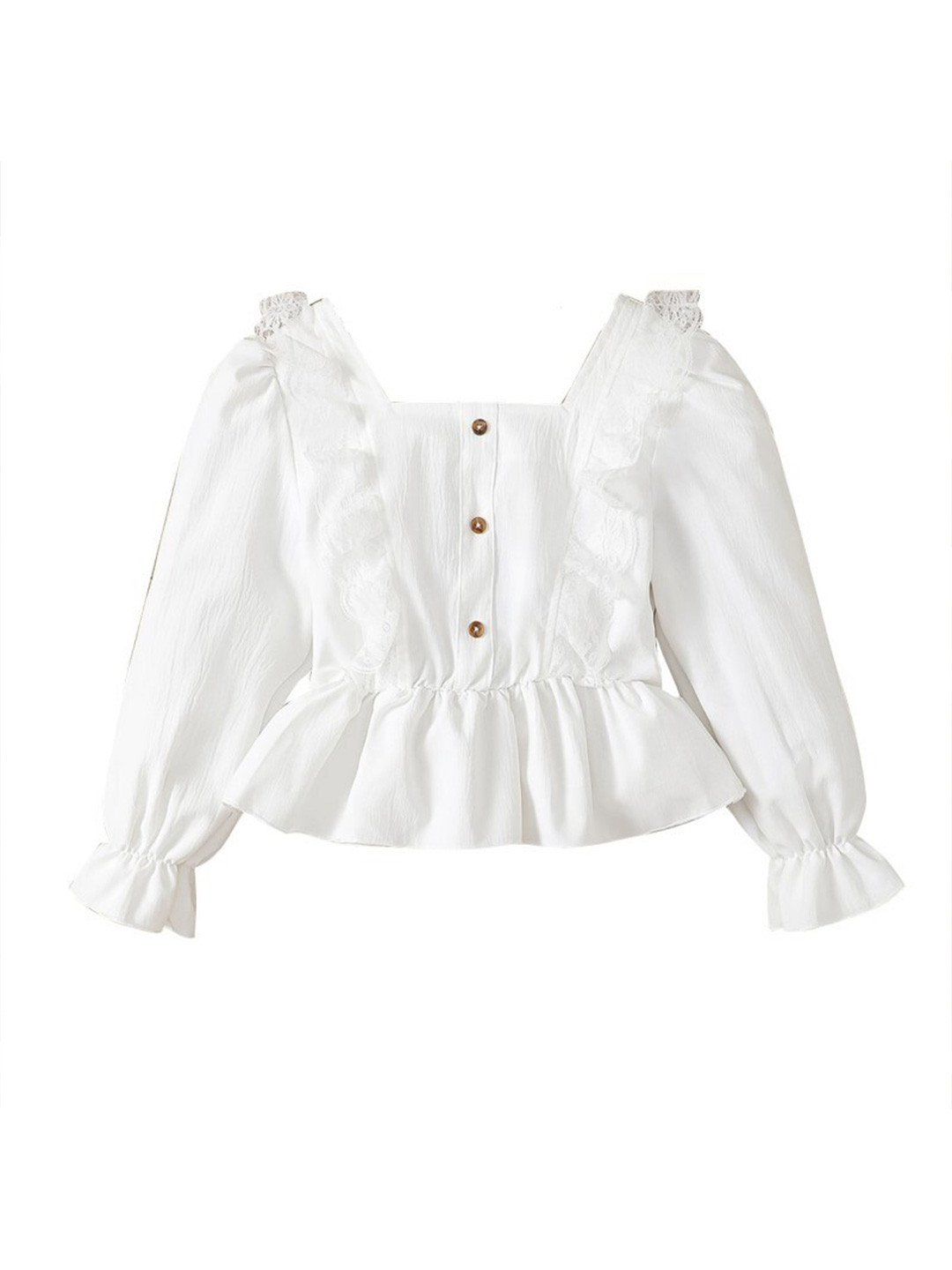 

StyleCast Square Neck Bell Sleeves Cinched Waist Top, White