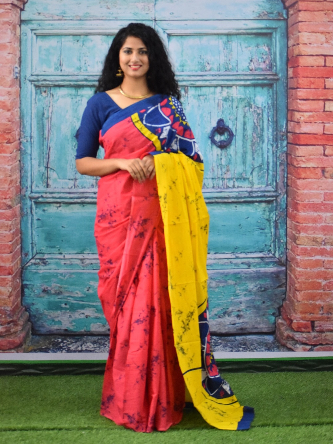 

TROPWEAR Pure Cotton Block Print Saree, Pink