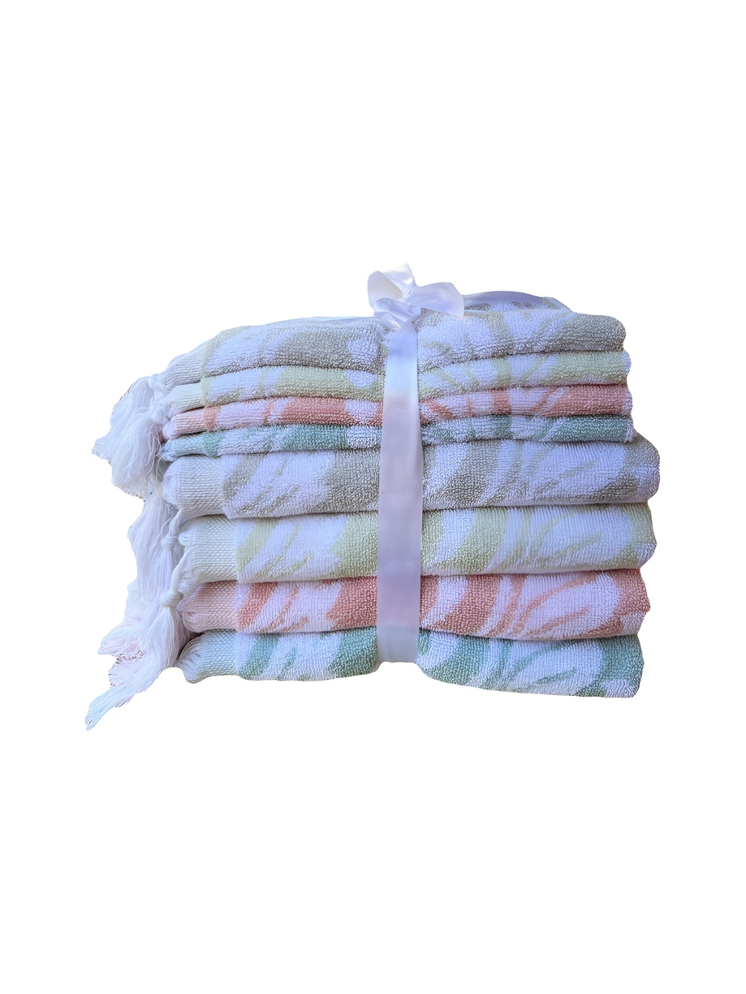 

SENSES White & Green 8 Pieces Printed Cotton Towel Set