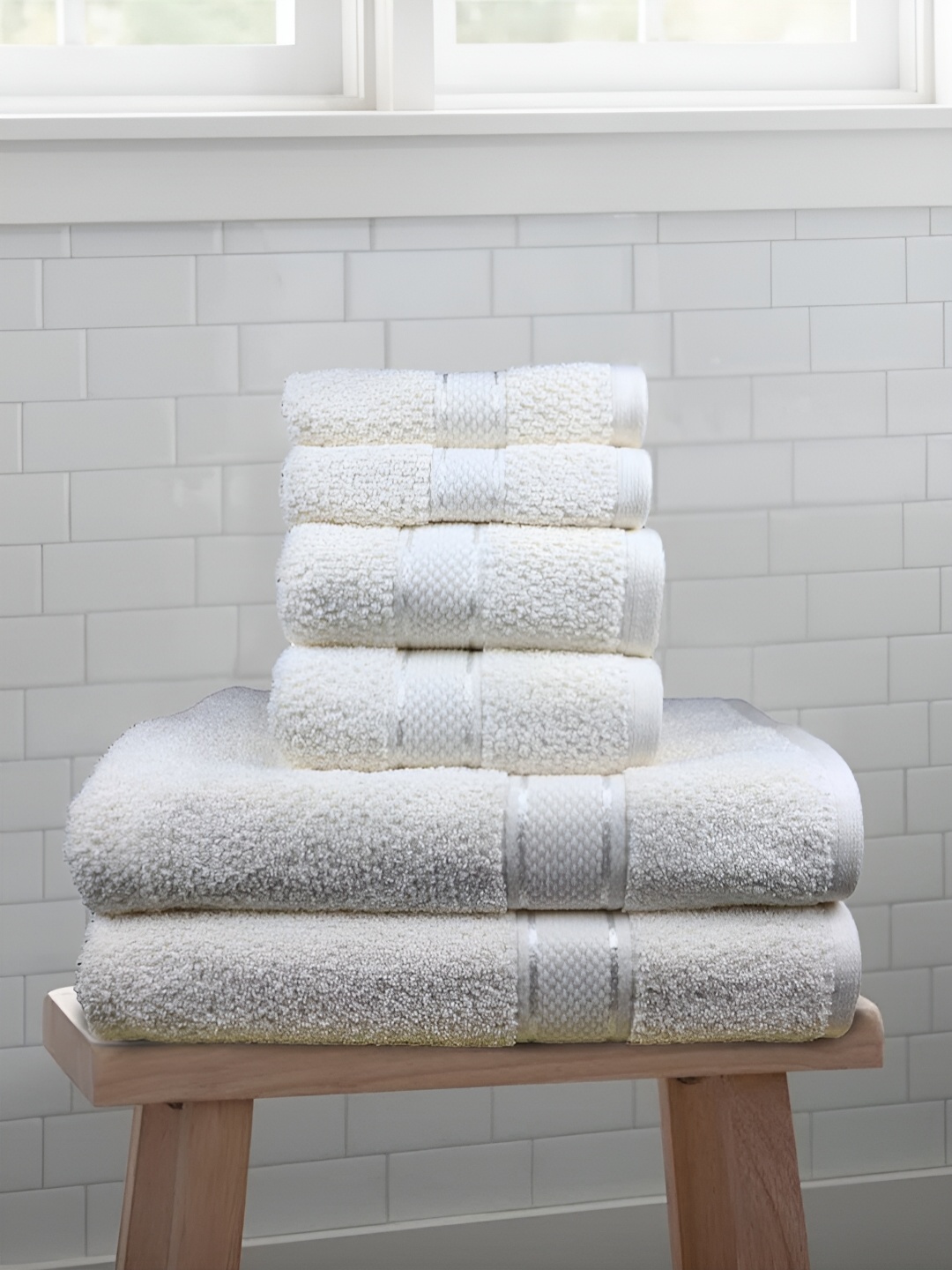 

SENSES Cream-Coloured & Grey 6 Pieces Cotton Towel Set