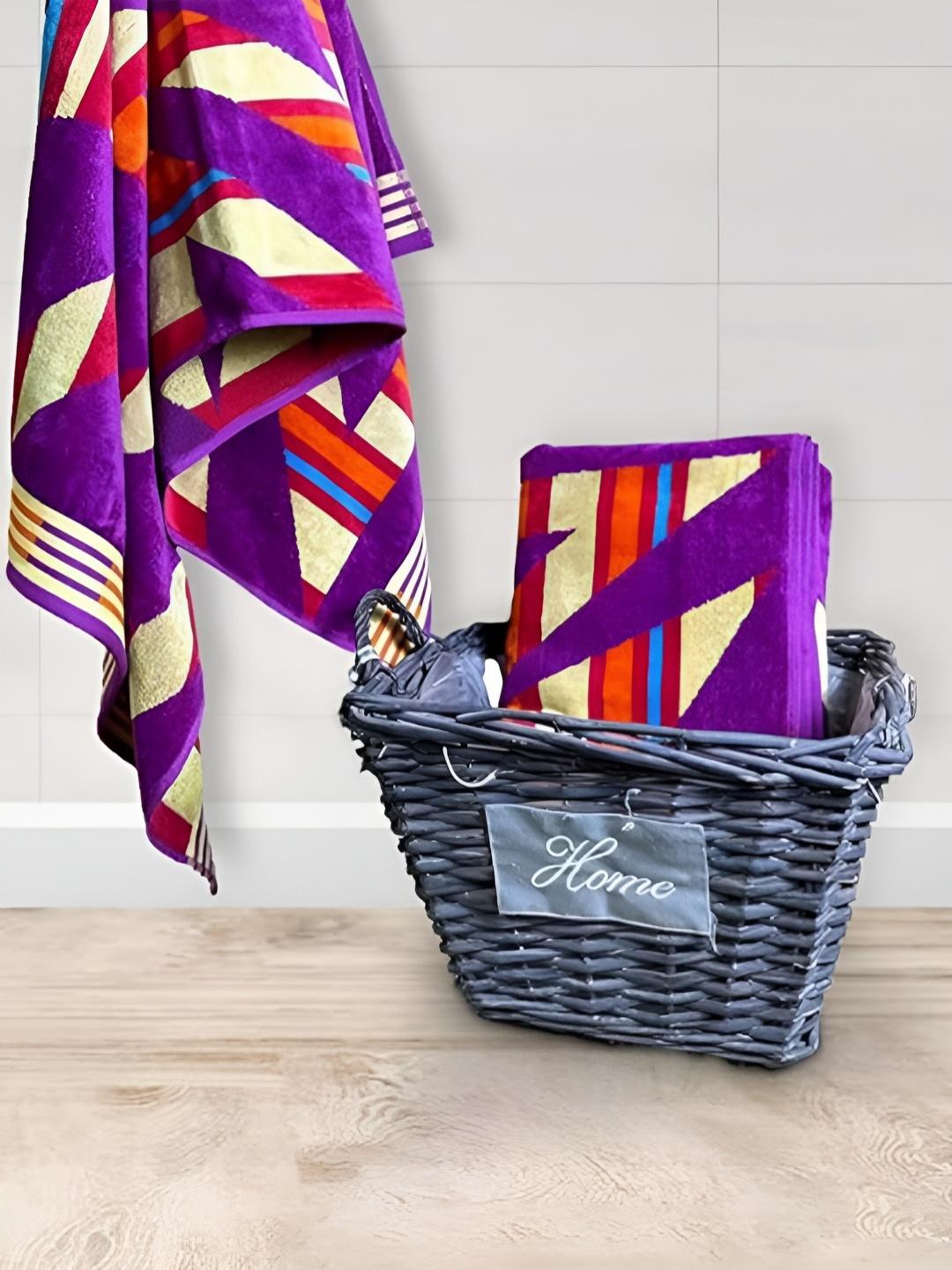 

SENSES Purple & Blue 2 Piece Printed Cotton Towel Set
