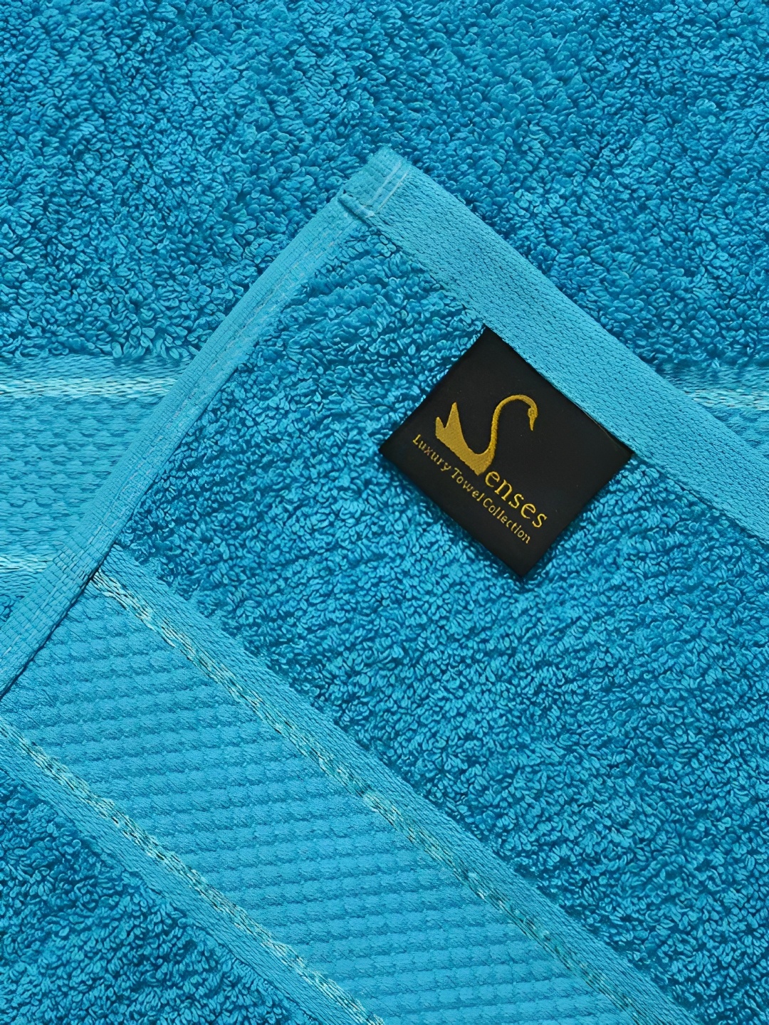 

SENSES Blue & Black 4 Piece Printed Cotton 550 GSM Towel Set