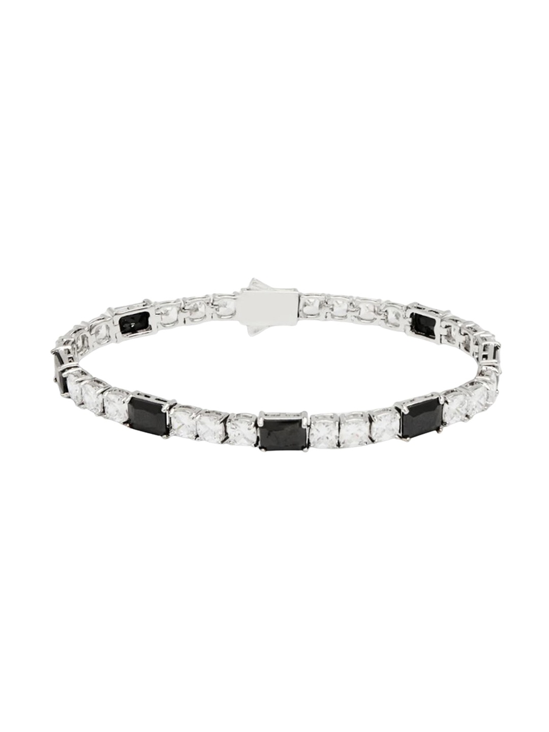 

Drip Project Rhodium-Plated Cubic Zirconia Studded Elasticated Bracelet, Silver