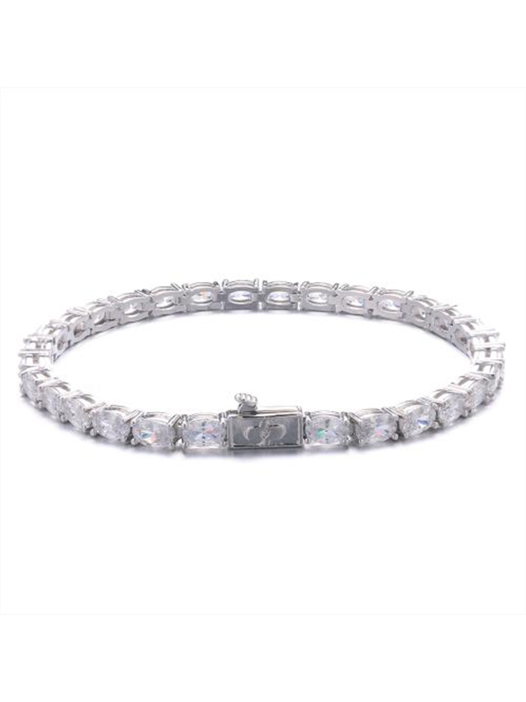 

Drip Project Rhodium-Plated Cubic Zirconia Studded Elasticated Bracelet, Silver