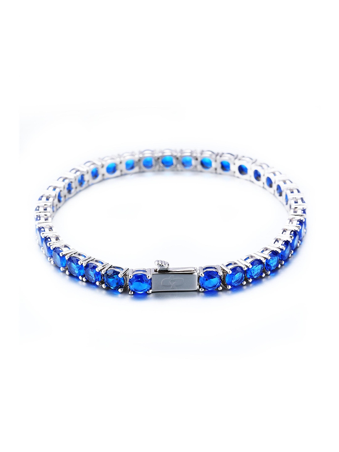 

Drip Project Men Brass 14k Rhodium-Plated Cubic Zirconia Link Bracelet, Silver