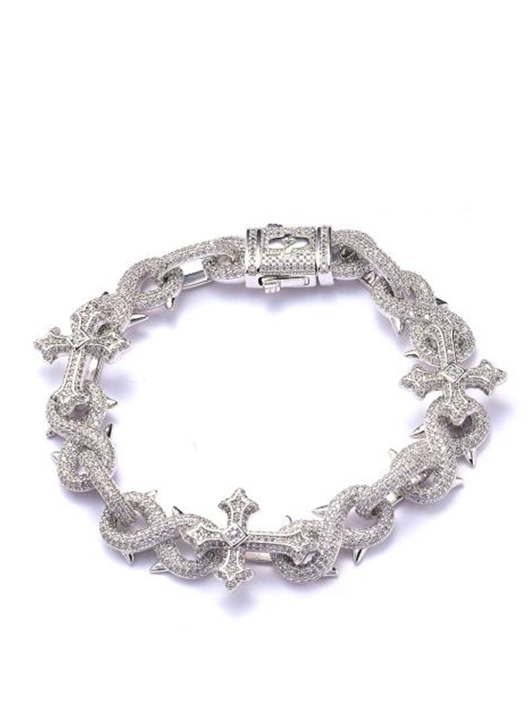 

Drip Project Men Cubic Zirconia White Gold-Plated Link Bracelet, Silver