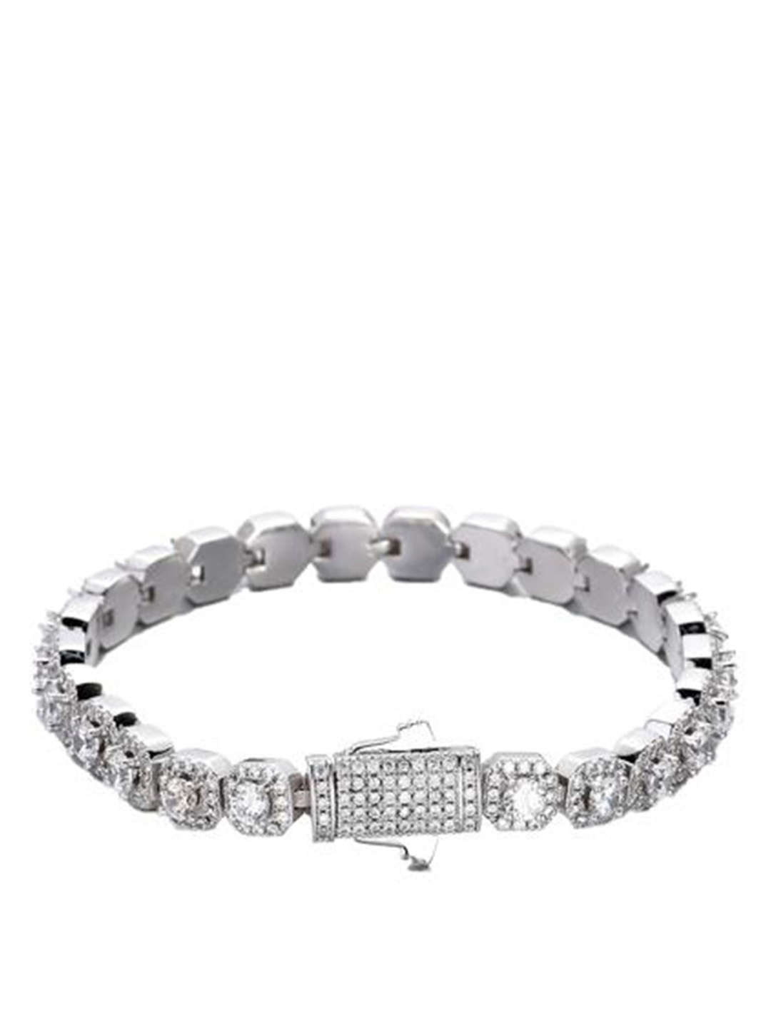 

Drip Project Men Rhodium-Plated Cubic Zirconia Wraparound Bracelet, Silver